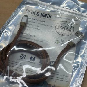 Genuine Leather Charging Cable - Brown - 3FT - NWT